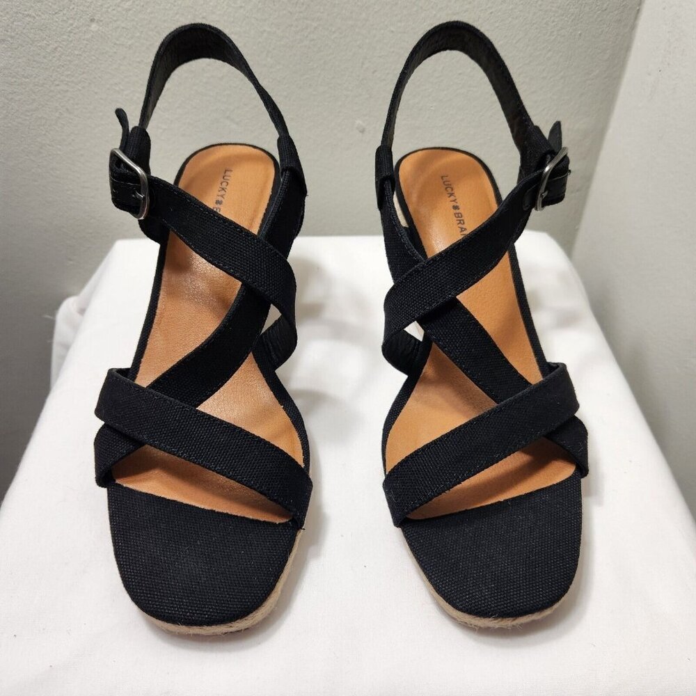Lucky Brand Wedges Women Mytila Espadrille Wedge Sandals Size 9.5 M Black 5